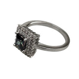 Inel Argint 925 Cu Topaz Mare Patrat M 51