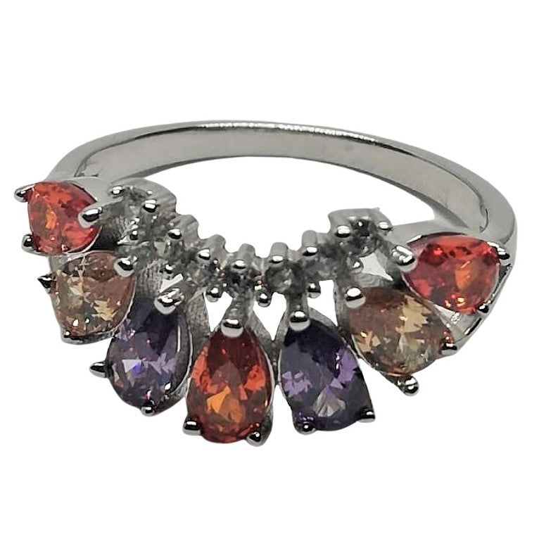 Inel Argint 925, Diadema Cu Pietre Colorate Mov M 52
