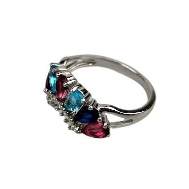 Inel Argint 925, Diadema Cu Pietre Colorate Roz M 56