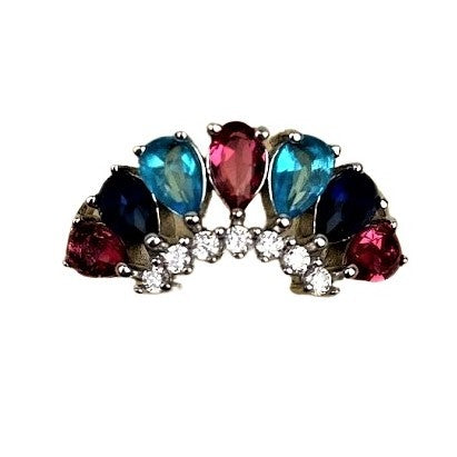 Inel Argint 925, Diadema Cu Pietre Colorate Roz M 59