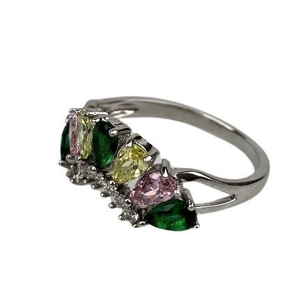 Inel Argint 925, Diadema Cu Pietre Colorate Roz M 54