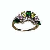 Inel Argint 925, Diadema Cu Pietre Colorate Roz M 54