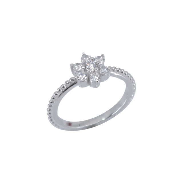 Inel Argint 925 Floare cu Zirconii, Marime 54 - vivimall.ro