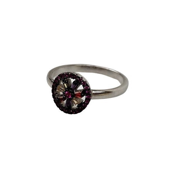 Inel Argint 925 Floare In Cerc Cu Zirconii Colorate M56