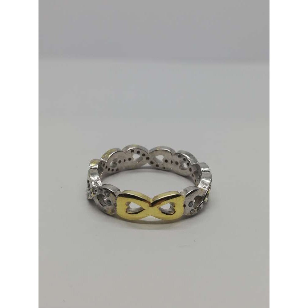 Inel Argint 925 Infinit Placat cu Aur Galben si Minizirconii M 51 - vivimall.ro