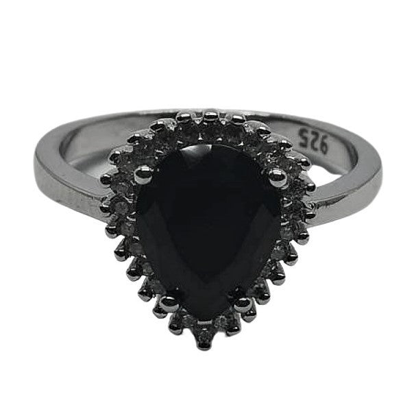 Inel Argint 925, Lacrima Cu Onix, M 50