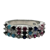 Inel Argint 925 Lat cu Pietre Colorate M 51 - vivimall.ro