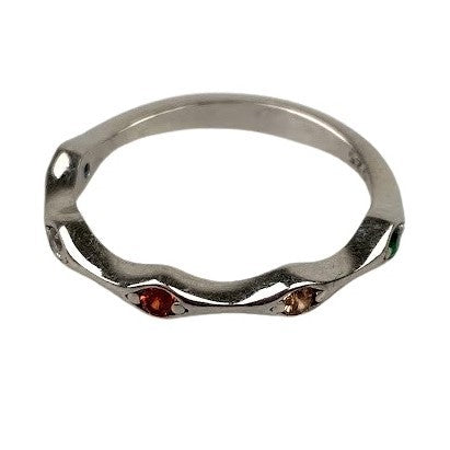 Inel Argint 925, Molecula Cu Zirconii Colorate M53