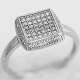 Inel de dama din Argint 925 cu model patrat si zirconii, marimea 54 - vivimall.ro