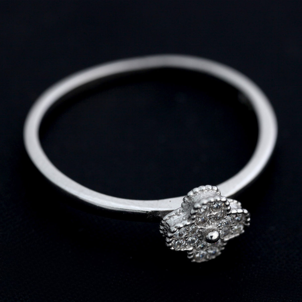 Inel din Argint 925, Trifoi cu Pietre, marimea 52