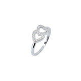 Inel Double Heart Din Argint 925 Placat Cu Rodiu, Marimea 51