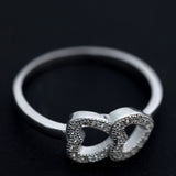 Inel Double Heart Din Argint 925 Placat Cu Rodiu, Marimea 54