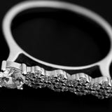 Inel rodiat din Argint 925 cu Zirconii, forma dreapta in partea superioara, marimea 55 - vivimall.ro