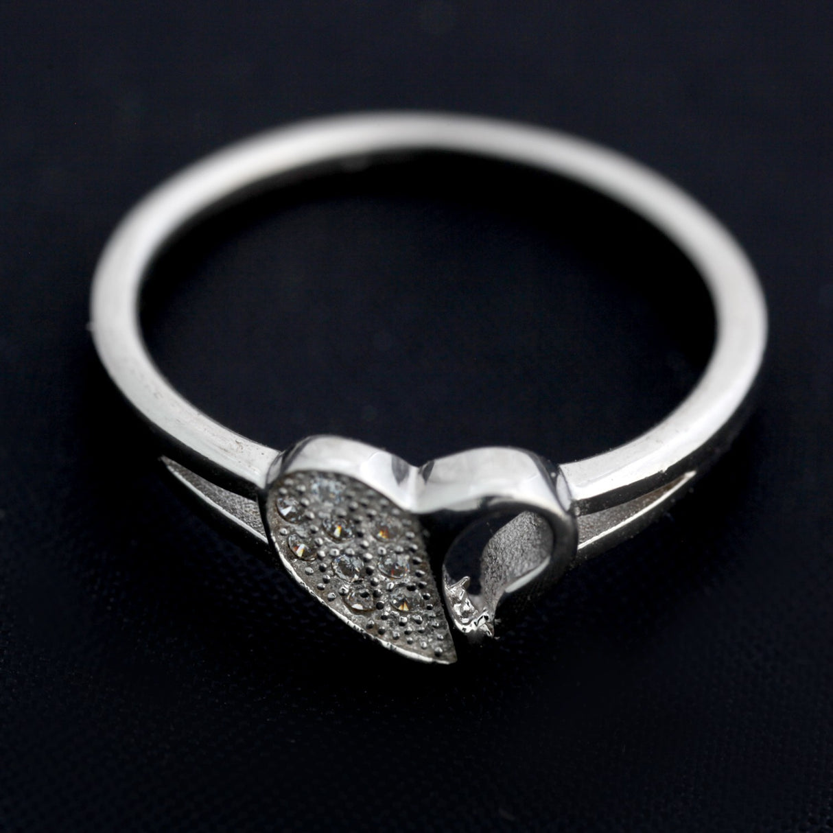 Inel Shinny Heart Din Argint 925, Placat Cu Rodiu, Marimea 55