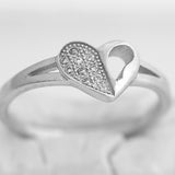 Inel Shinny Heart Din Argint 925, Placat Cu Rodiu, Marimea 55