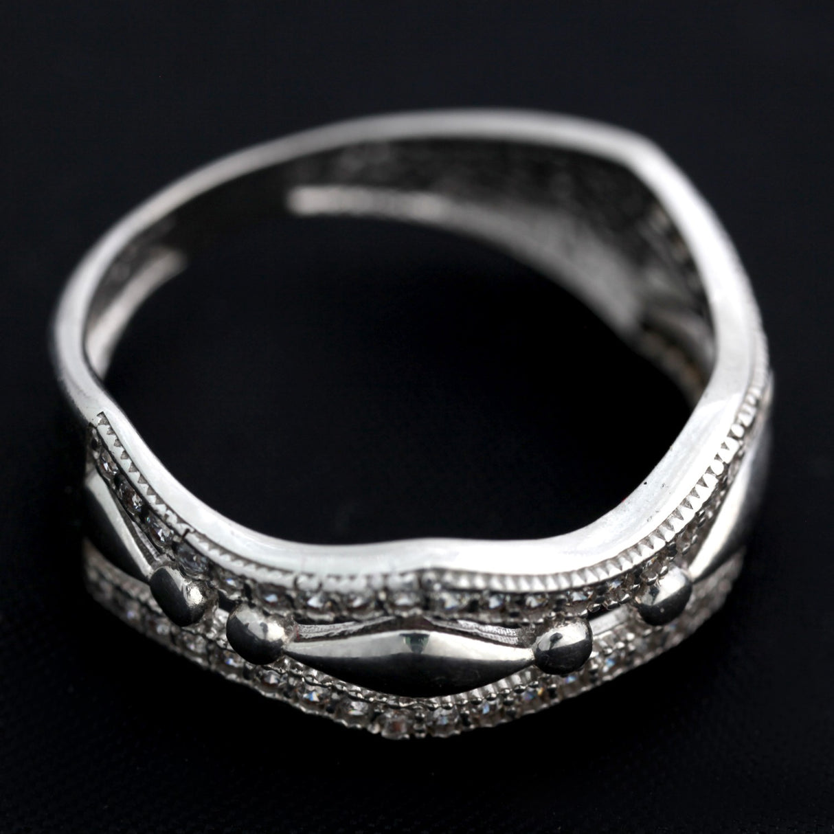 Inel tip verigheta cu zirconii, Argint 925, marimea 54 - vivimall.ro