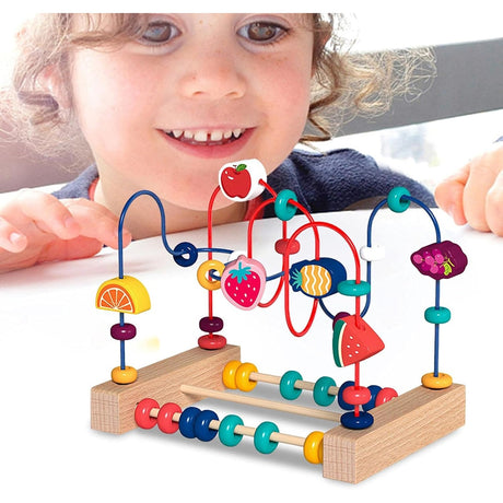 Jucarie Din Lemn Montessori, Labirint Motricitate Cu Abac Si Animalute, Rollercoaster Pentru Copii, Educativ, Dezvoltarea Abilitatilor Motorii, Numaratoare, 22X17X15 Cm, Multicolor - vivimall.ro