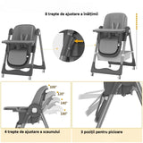 Scaun De Masa Pentru Bebelusi Si Copii, 2 Tavite Si Husa Detasabile, Multifuncțional, Stabil, Centura De Siguranta, Inaltime Ajustabila, Spatar Reglabil Moale, Cos De Depozitare, De La 6 Luni