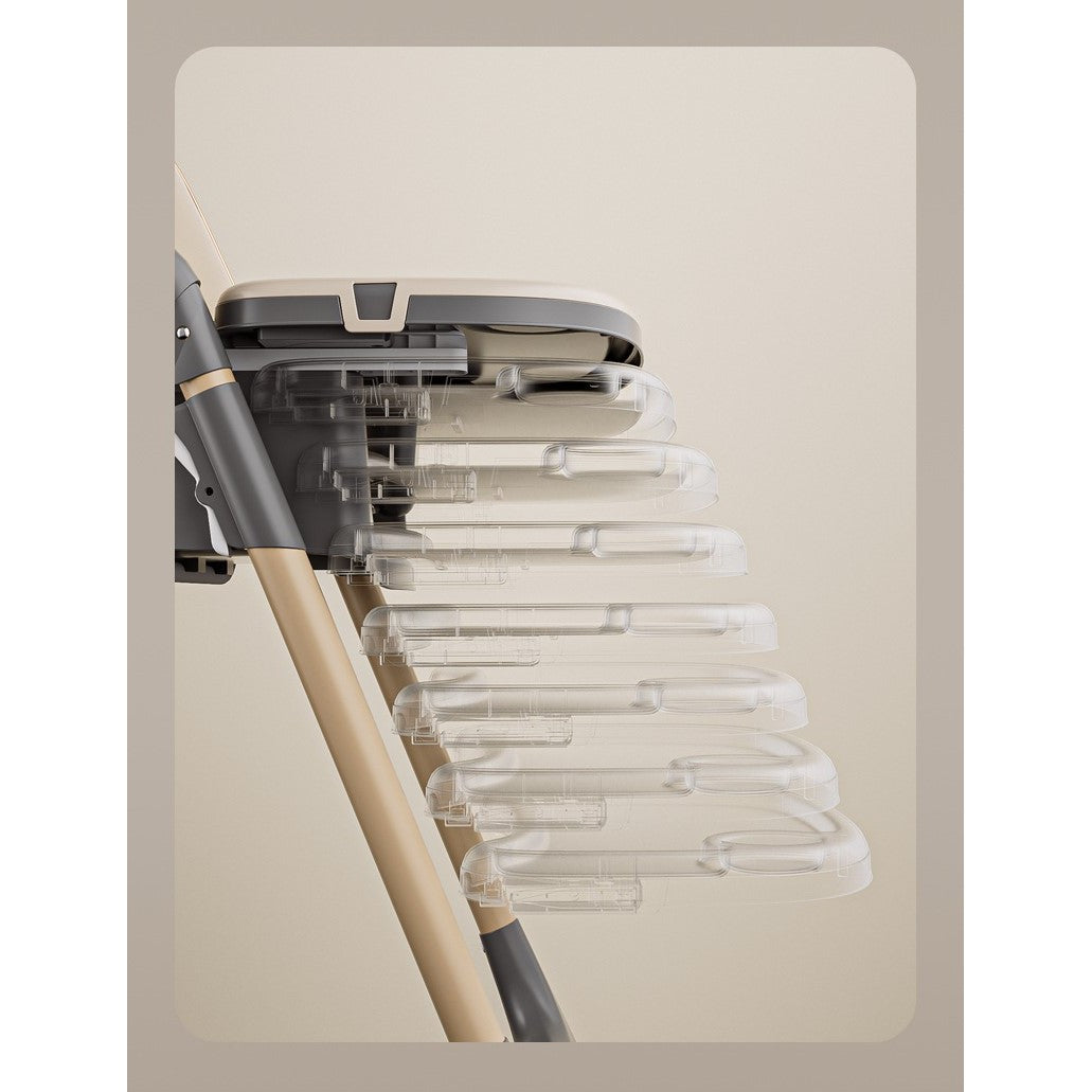 Scaun de Masa pentru Bebelusi si Copii, Flippy, 2 Tavite si Husa Detasabile, Multifuncțional, Stabil, Centura de Siguranta, Inaltime Ajustabila, Spatar Reglabil Moale, Cos de Depozitare, 100x50x80cm, de la 6 Luni, Crem - vivimall.ro