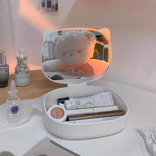 Cutie Depozitare Machiaj cu Oglinda Pisica | GlamCat - vivimall.ro