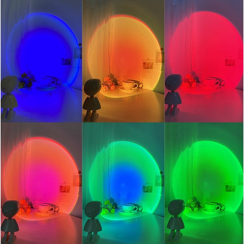 Lampa Led Cu Proiectie Apus De Soare Robotel Cu Cap Magnetic, Inaltime 13 Cm, Pentru Dormitor, Camera Zi, Conectare Pe Usb, Rotire 360 Grade - vivimall.ro
