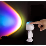 Lampa Led Cu Proiectie Apus De Soare Robotel Cu Cap Magnetic, Inaltime 13 Cm, Pentru Dormitor, Camera Zi, Conectare Pe Usb, Rotire 360 Grade - vivimall.ro