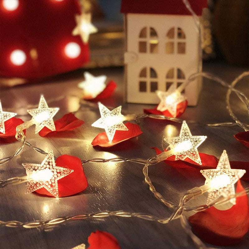 Instalatie Craciun, 1.5 Metri, 10 Led-Uri Cu Ornament Tip Stea, Usb Lung, Fir Cupru, Liniar, Interior/Exterior