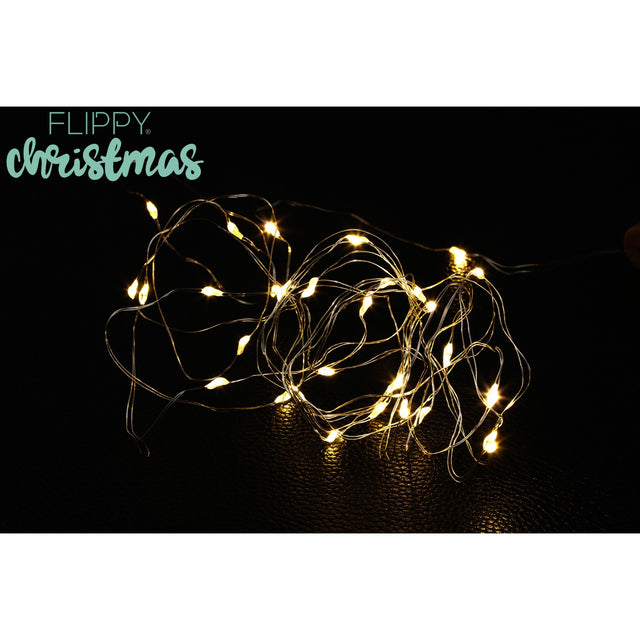 Instalatie Craciun, 1 metru, 10 LED-uri, alb cald,cu baterii,fir cupru, liniar, interior/exterior, Flippy - vivimall.ro