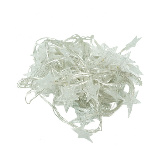 Instalatie Craciun, 10 M, 100 de LED-uri, alb-cald, model cu stelute, liniara, cu baterie, interior/exterior, Vivimall - vivimall.ro