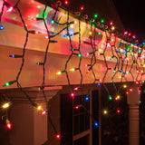 Instalatie Craciun, 10 M, 286 Led-Uri,Franjuri, Multicolor, Flash, Transformator, Interconectabila, Prelungitor 3 M Inclus, Fir