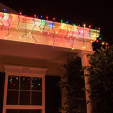Instalatie Craciun, 10 M, 286 Led-Uri,Franjuri, Multicolor, Flash, Transformator, Interconectabila, Prelungitor 3 M Inclus, Fir