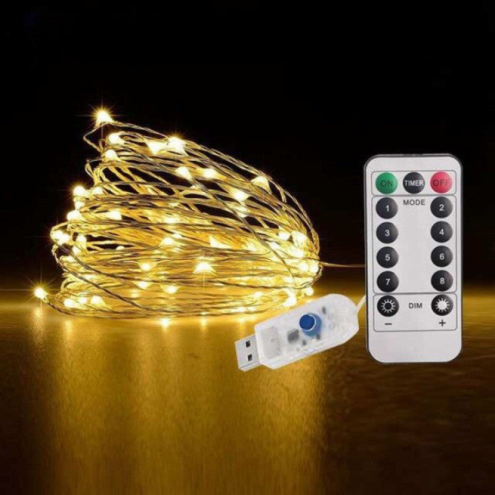 Instalatie Craciun, 10 Metri, 100 Led-Uri, Telecomanda 8 Functii, Usb, Fir Cupru, Liniar, Interior/Exterior