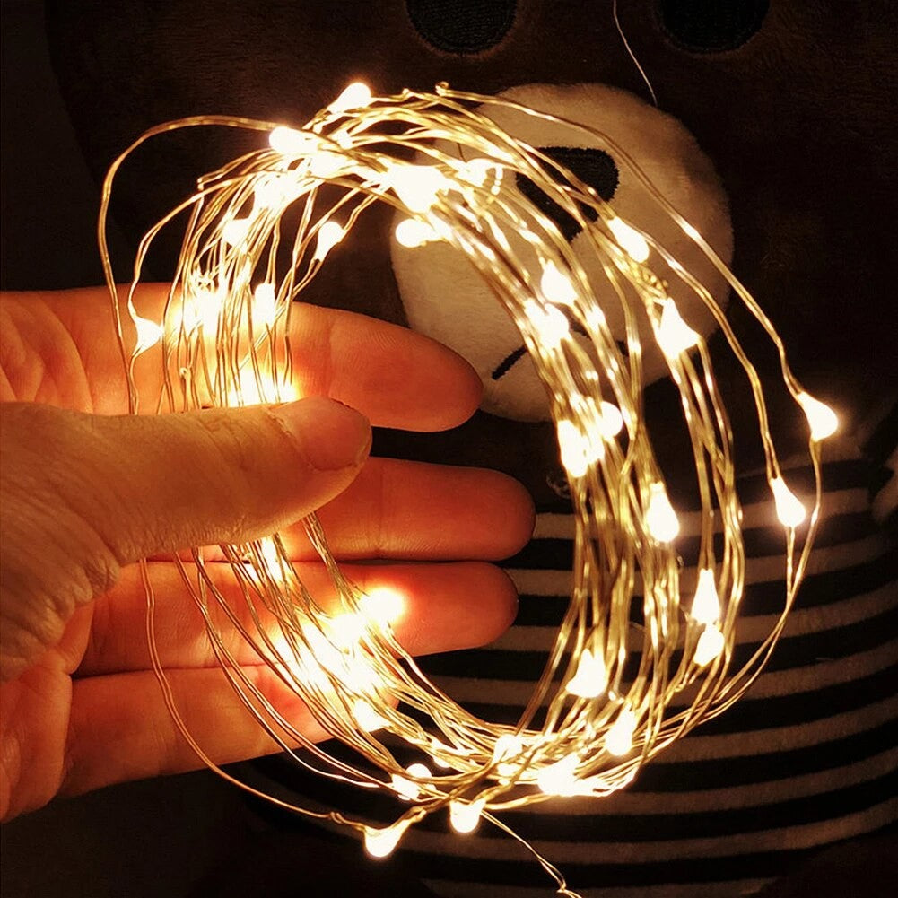 Instalatie Craciun, 10 Metri, 100 Led-Uri, Cu Baterii Si Telecomanda Cu 8 Functii