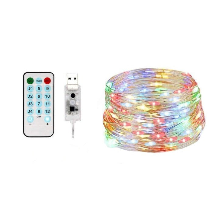 Instalatie Craciun, 10 Metri, 100 Led-Uri, Rgb, Sincronizare Muzica, Telecomanda 12 De Functii, Usb, Fir Cupru, Liniar, Interior/Exterior