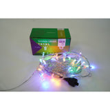 Instalație LED Crăciun 1100 becuri multicolor montată pe exterior, vedere laterală