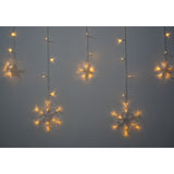 Instalatie Craciun, 138 LED-uri, tip perdea, cu fulgi de nea, alb-cald, 2.5 m, interior/exterior, Vivimall - vivimall.ro