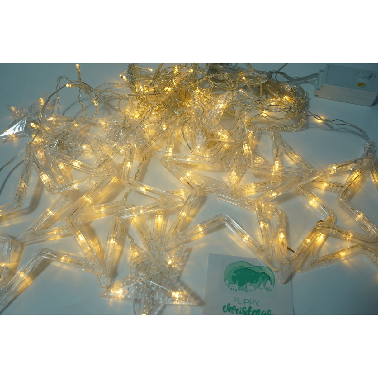 Instalatie Craciun, 138 Led-Uri, Tip Perdea, Cu Stelute, -Cald, 2.5 M, Interior/Exterior