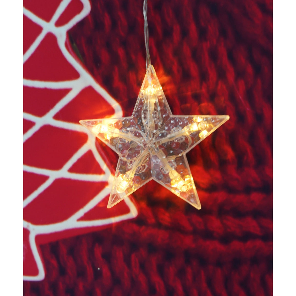 Instalatie Craciun, 138 LED-uri, tip perdea, cu stelute, alb-cald, 2.5 m, interior/exterior, Vivimall - vivimall.ro