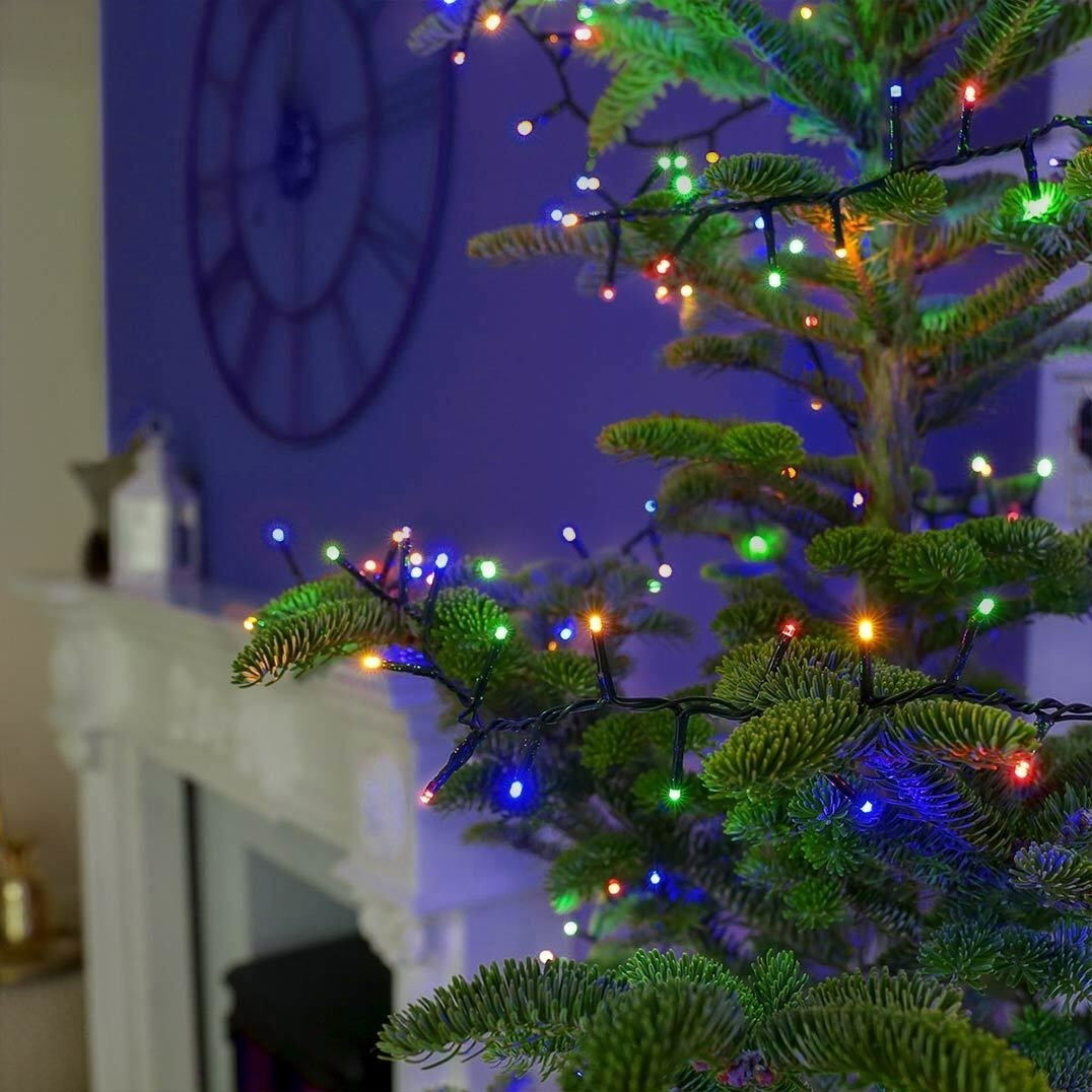 Instalatie Craciun, 15 m, 150 Led-uri ,Liniara, Rosu/Albastru/Rosu/Verde, Flash, Transformator, Interconectabila, Prelungitor 5 m inclus, Fir Verde, Flippy - vivimall.ro