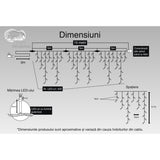 Detaliu franjuri instalație Crăciun 30 cm, 50 cm și 70 cm, fir transparent anti-îngheț