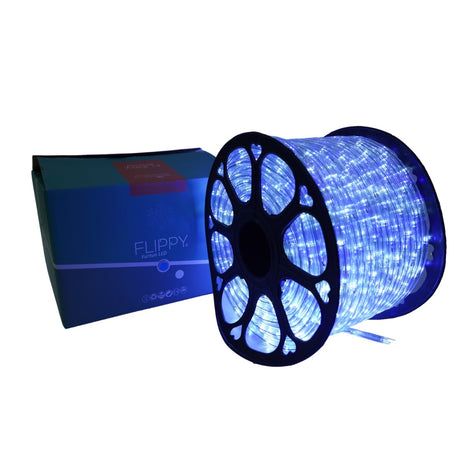 Instalatie Craciun, 16 m, 384 Led-uri, Furtun Luminos, Alb rece/ Albastru, Transformator, Sectionabila, 220 V, Vivimall - vivimall.ro