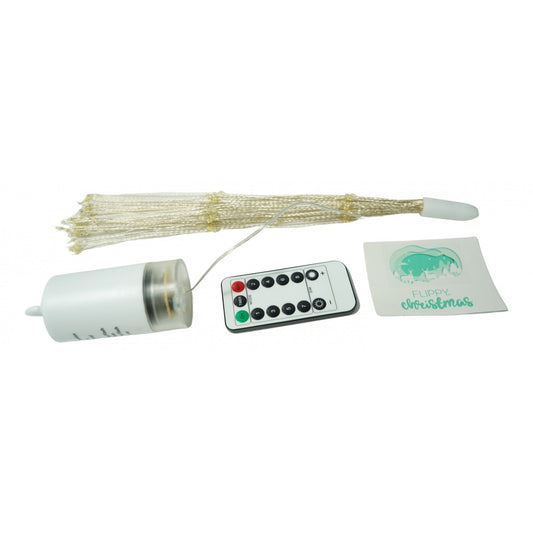 Instalatie Craciun, 180 LED-uri, alb cald, telecomanda 8 functii, cu baterii, explozie fireworks, fir cupru, interior/exterior, Flippy - vivimall.ro