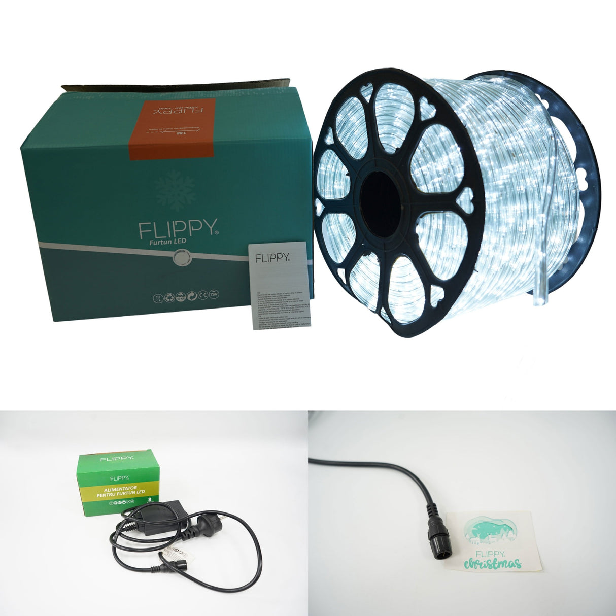 Instalatie Craciun, 2 M, 48 Led-Uri, Furtun Luminos, Rece, Transformator, 8 Jocuri De Lumini, Sectionabila, 220 V