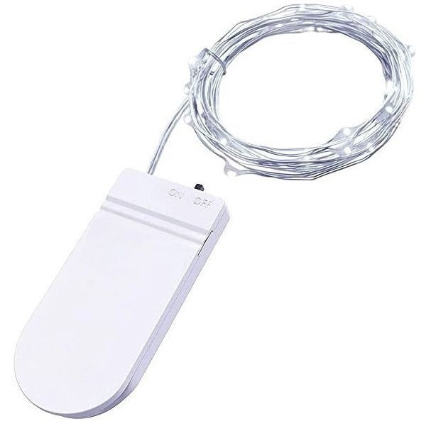 Instalatie Craciun, 2 metri, 20 LED-uri, Alb Rece, cu baterii, fir cupru, liniar, interior/exterior, Vivimall - vivimall.ro