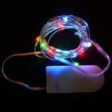 Instalatie Craciun, 2 metri, 20 LED-uri, Multicolor, cu baterii, fir cupru, liniar, interior/exterior, Flippy - vivimall.ro