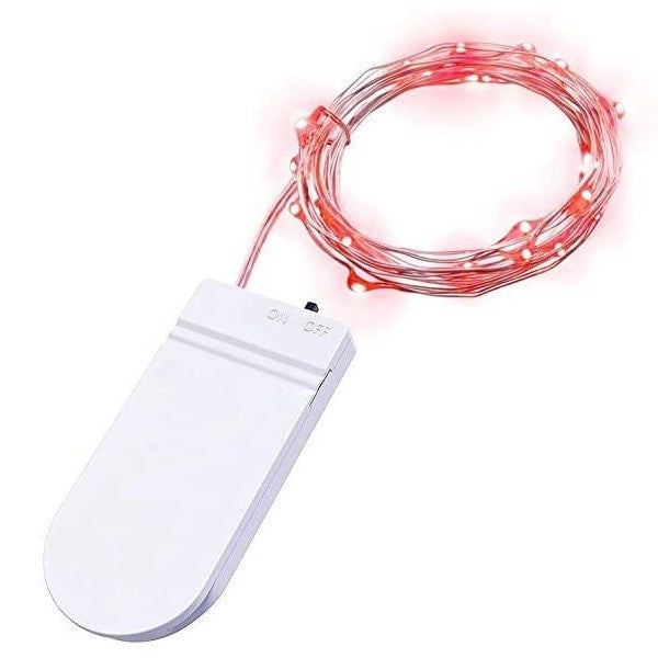 Instalatie Craciun, 2 metri, 20 LED-uri, Rosu, cu baterii, fir cupru, liniar, interior/exterior, Flippy - vivimall.ro
