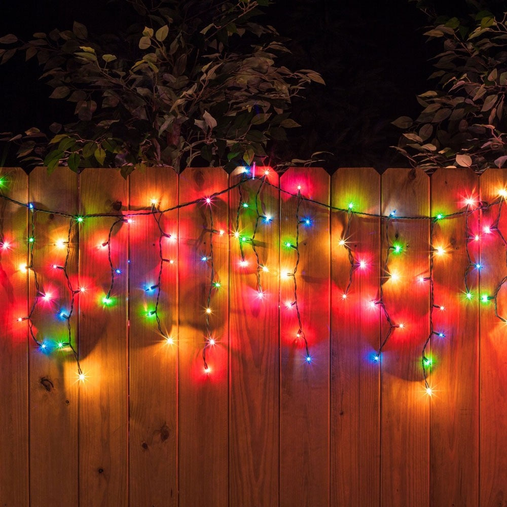 Instalatie Craciun, 20 M, 572 Led-Uri, Franjuri, 2 Culori/Led, Rosu-Verde/Rosu-, Flash, Transformator Cu Telecomanda, Interconectabila, Prelungitor 5 M Inclus, Fir Negru