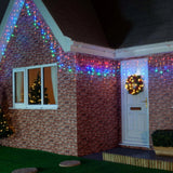 Instalatie Craciun, 20 M, 572 Led-Uri,Franjuri, Rosu / Verde/, Flash, Transformator, Interconectabila, Prelungitor 3 M Inclus, Fir Negru