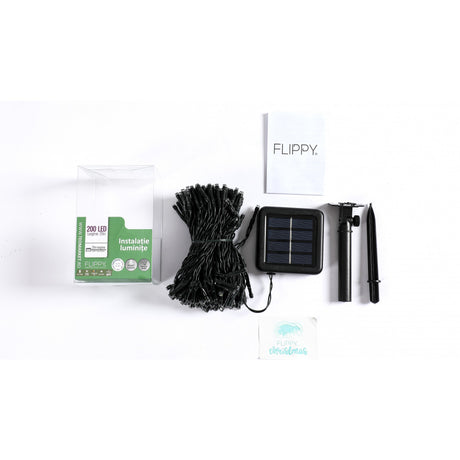 Instalatie Craciun, 20 Metri, 200 De Led-Uri, Rece, Cu Energie Solara, Fir De Cupru, Liniar, Interior/Exterior