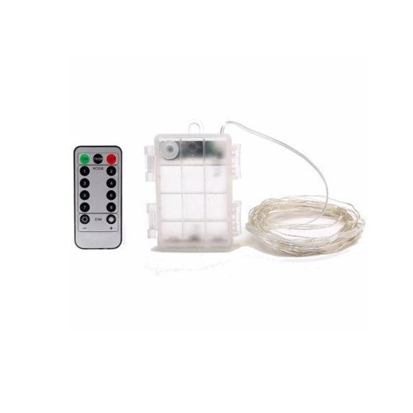 Instalatie Craciun, 20 metri, 200 LED-uri, cu Baterii si Telecomanda cu 8 functii, Multicolor, Vivimall - vivimall.ro